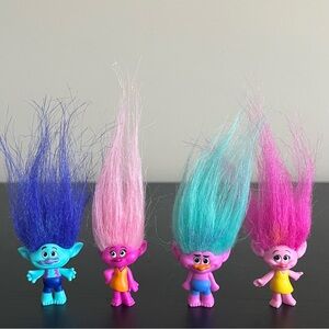 Trolls Mini Figures Lot Of 4 Toys Branch Poppy 1.25 Inch Cake Toppers